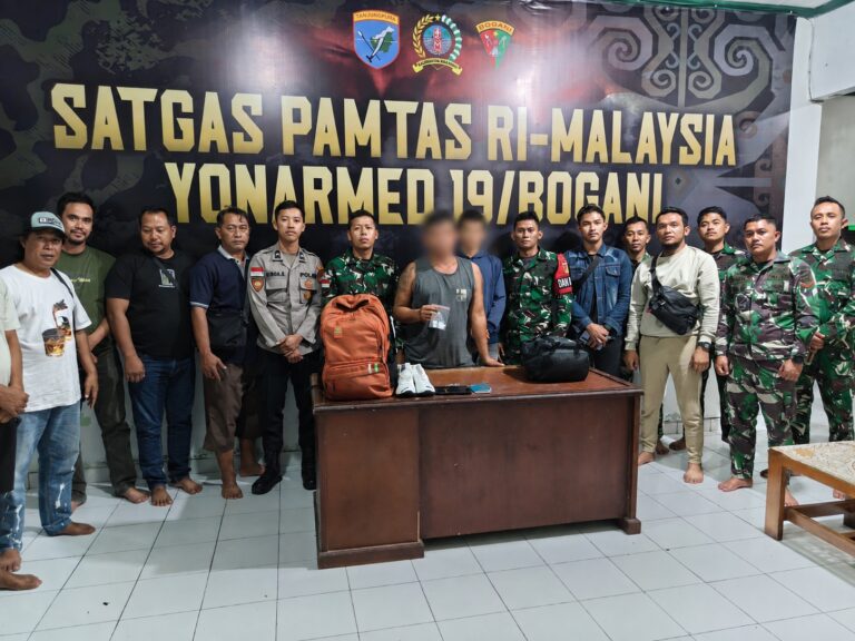 Satgas Pamtas RI-Malaysia Yonarmed 19/Bogani Gagalkan Penyelundupan Sabu 3,94 Gram Lewat Jalur Tikus