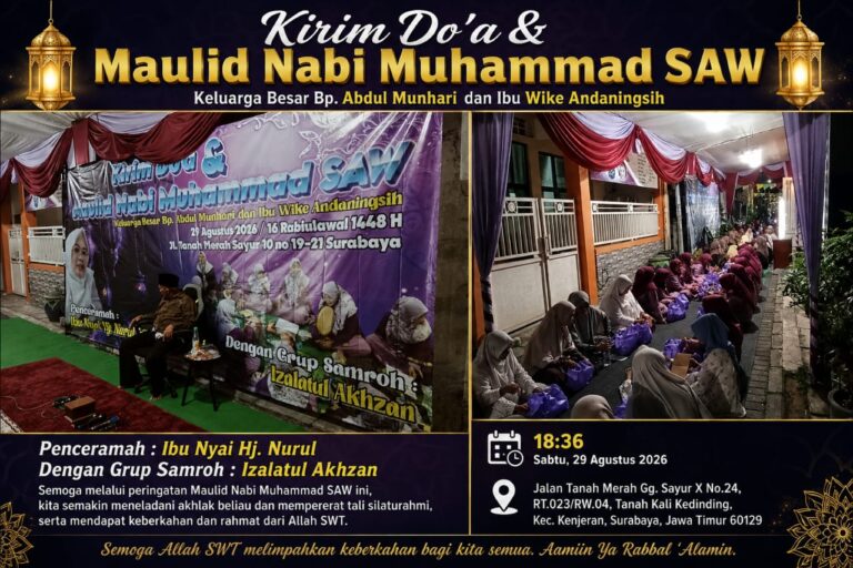 Pembina Media Semerusatu News H.Abdul Munhari Bersama Istri Gelar Kirim Doa dan Peringatan Maulid Nabi Muhammad SAW.